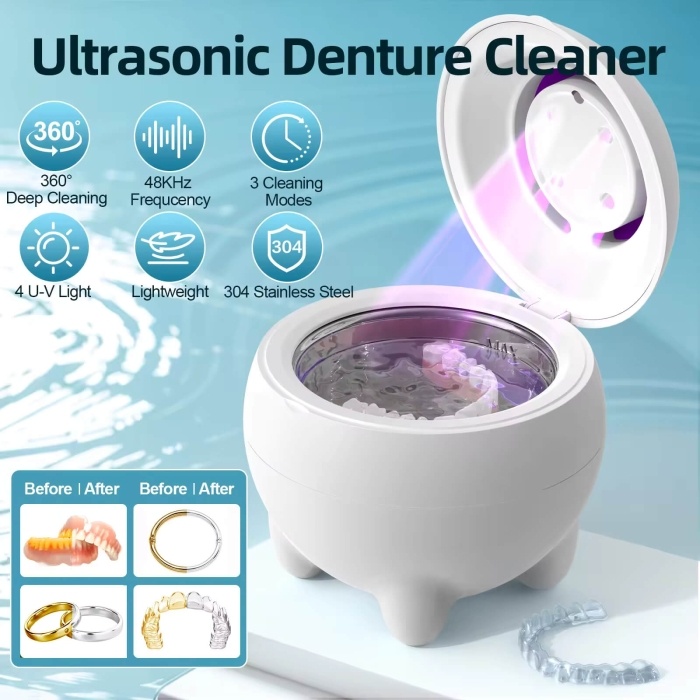 UV Ultrasonic Cleaner for Dental Appliances – 360° Deep Clean for