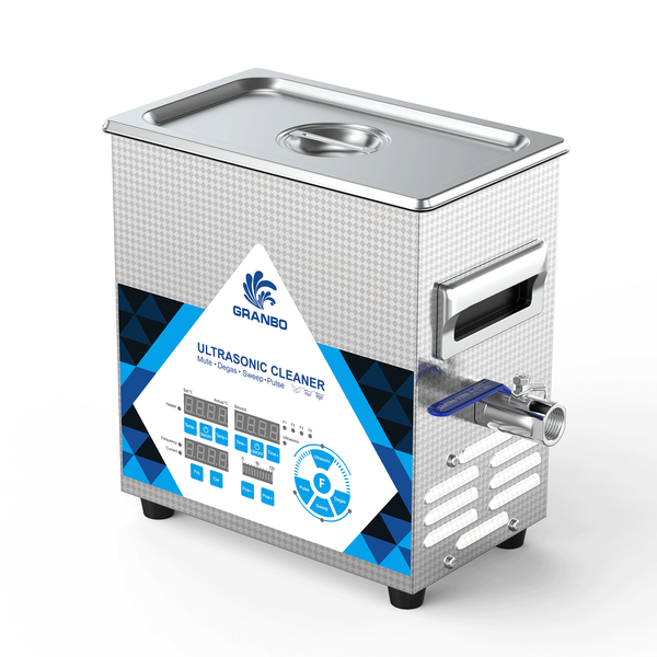 Granbo GL0303-68 3.2L 68kHz Benchtop Ultrasonic Cleaner Three-Quarter View With Stainless Steel Lid Closed