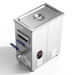 Granbo GL0305-120 4.8L 120kHz Benchtop Ultrasonic Cleaner Side View Showing Drainage Valve, Carrying Handle And Power Switch