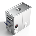 Granbo GL0406-68 6.5L 68kHz Benchtop Ultrasonic Cleaner Side View Showing Drainage Valve, Carrying Handle And Power Switch