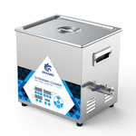 Granbo GL0810-4080 10L 40/80kHz Switchable Dual-Frequency Ultrasonic Cleaner Three-Quarter View With Stainless Steel Lid Closed