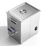 Granbo GL0814-4068 14L 40/68kHz Switchable Dual-Frequency Ultrasonic Cleaner Side View Showing Drainage Valve, Carrying Handle And Power Switch
