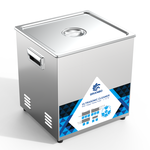 Granbo GL0819-33 19L 33kHz Benchtop Ultrasonic Cleaner Top Elevated View Showing Compact Stainless Steel Tank Design