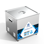Granbo GL1015-80120 15L 80/120kHz Switchable Dual-Frequency Ultrasonic Cleaner Top Elevated View Showing Compact Stainless Steel Tank Design