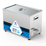 Granbo GL1430-28 30L 28kHz Benchtop Ultrasonic Cleaner Three-Quarter Perspective Angle With Stainless Steel Lid Closed