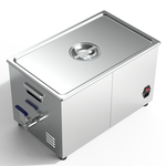 Granbo GLS3222-200 22L 200kHz Benchtop Ultrasonic Cleaner Side View Showing Drainage Valve, Carrying Handle And Power Switch
