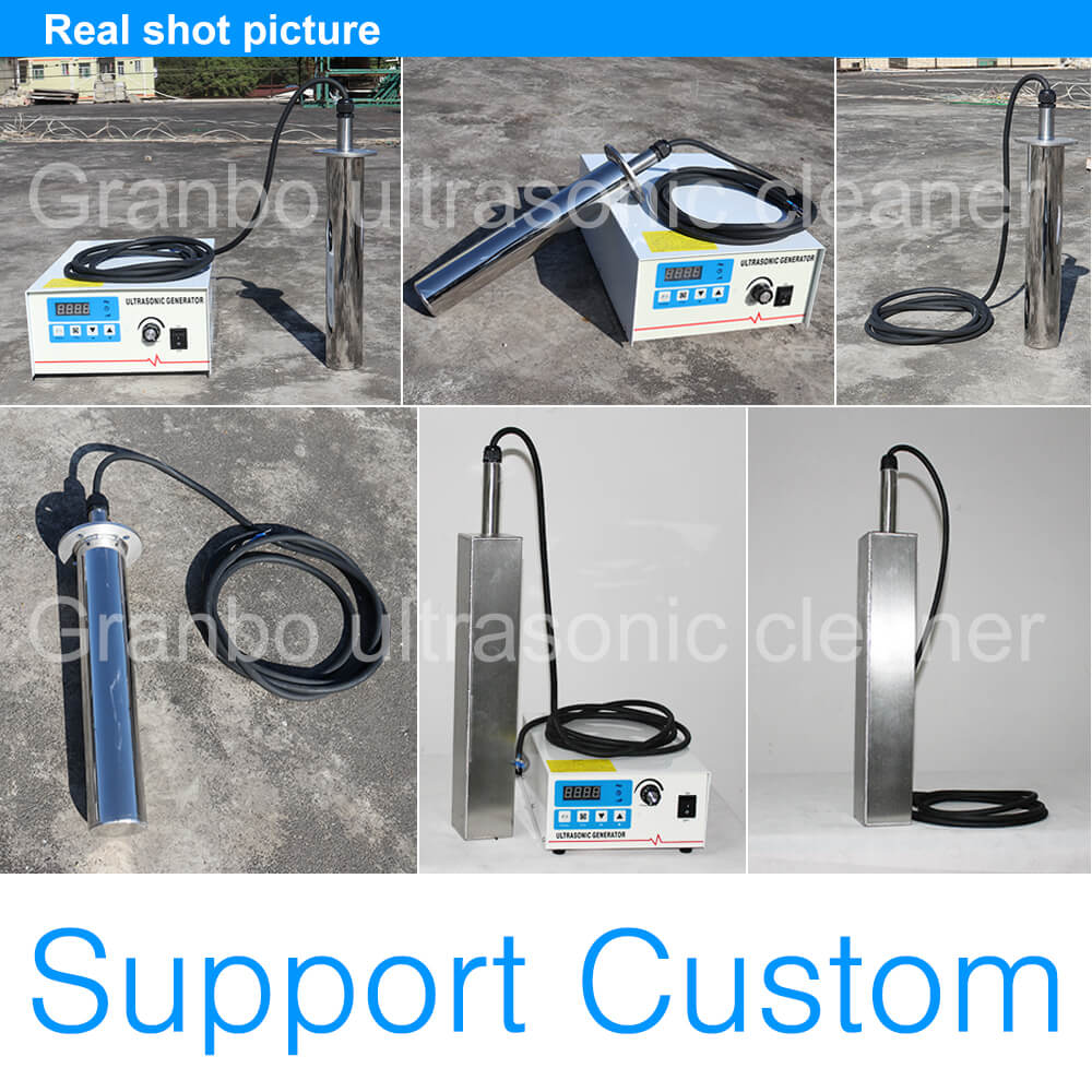 Custom cylindrical, square, and hexagonal ultrasonic immersion rods with digital power supplies