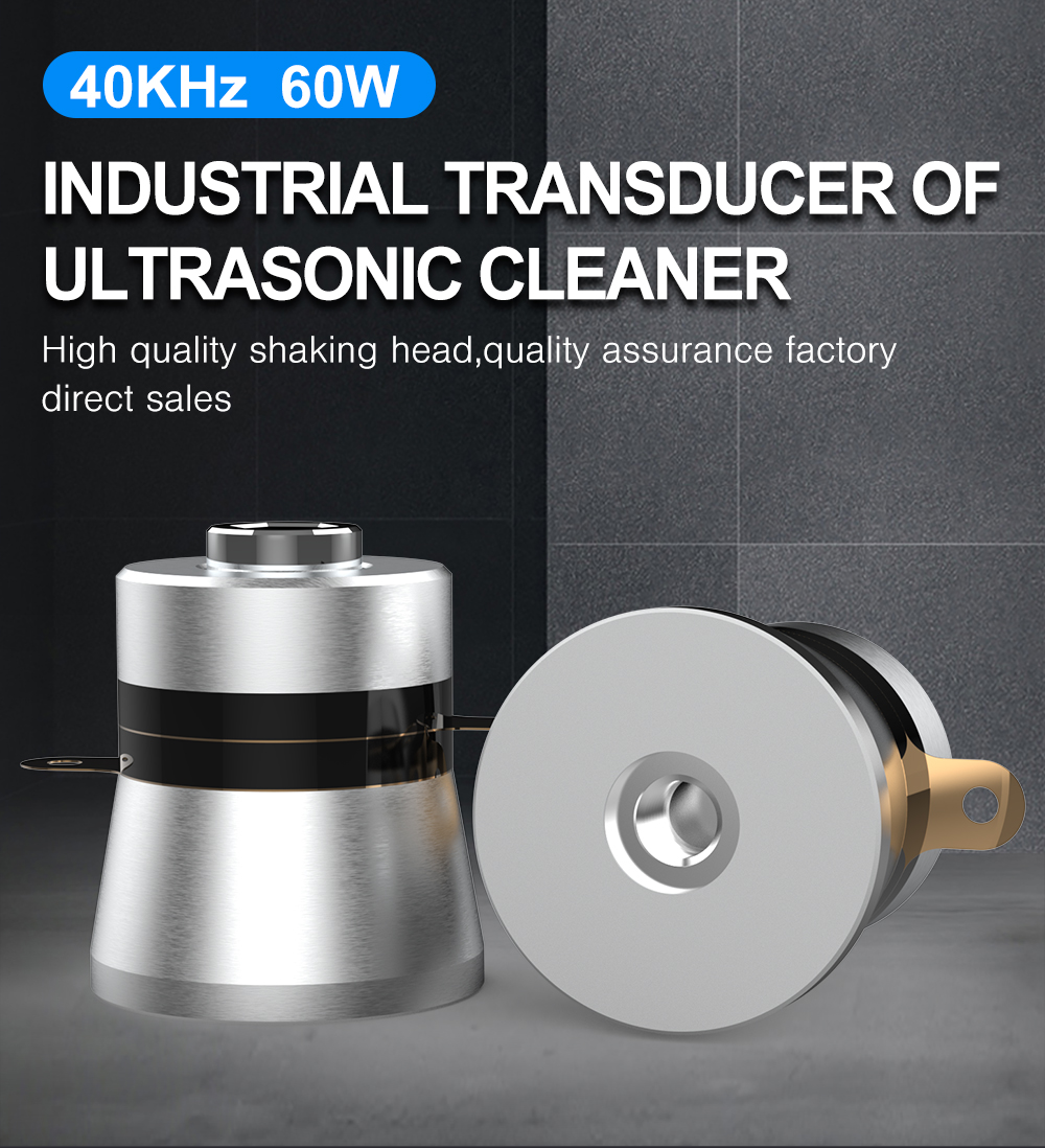 GB-3840-4SH 40kHz 60W industrial piezoelectric ultrasonic transducer front and base view