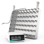 Detail of 48-transducer array structure inside SUS304 immersible ultrasonic plate with top hanging brackets