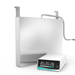 Front-side view of GK4860 immersible ultrasonic transducer plate with matching digital generator and top stainless steel conduit