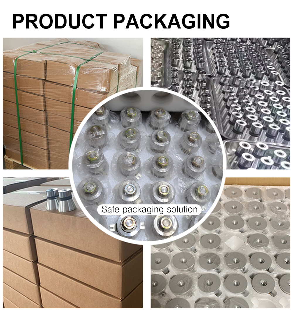 Protective foam tray packaging and export pallet packing for ultrasonic transducers