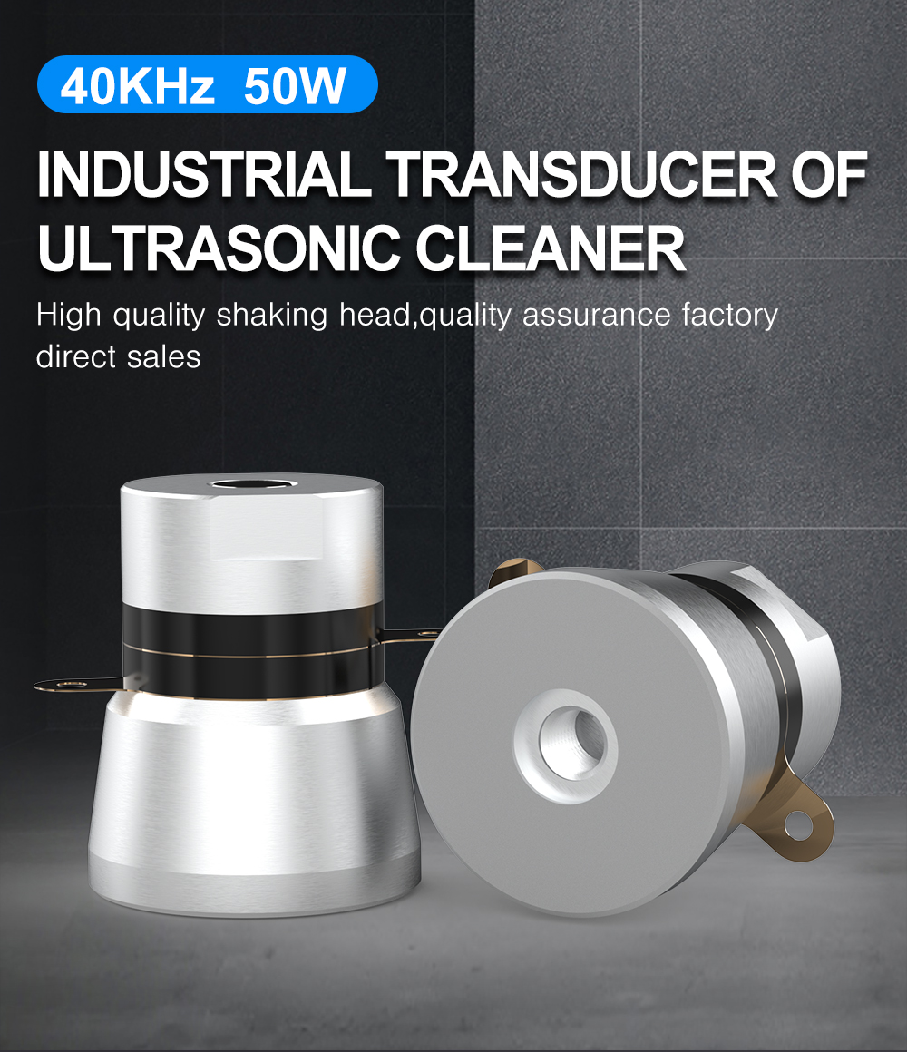GB-3540-4SH 50W 40kHz industrial ultrasonic transducer front and base view