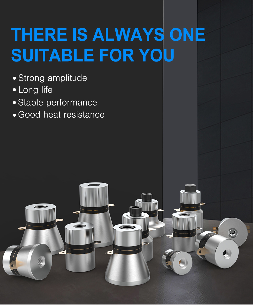 Industrial piezoelectric ultrasonic cleaning transducer product range