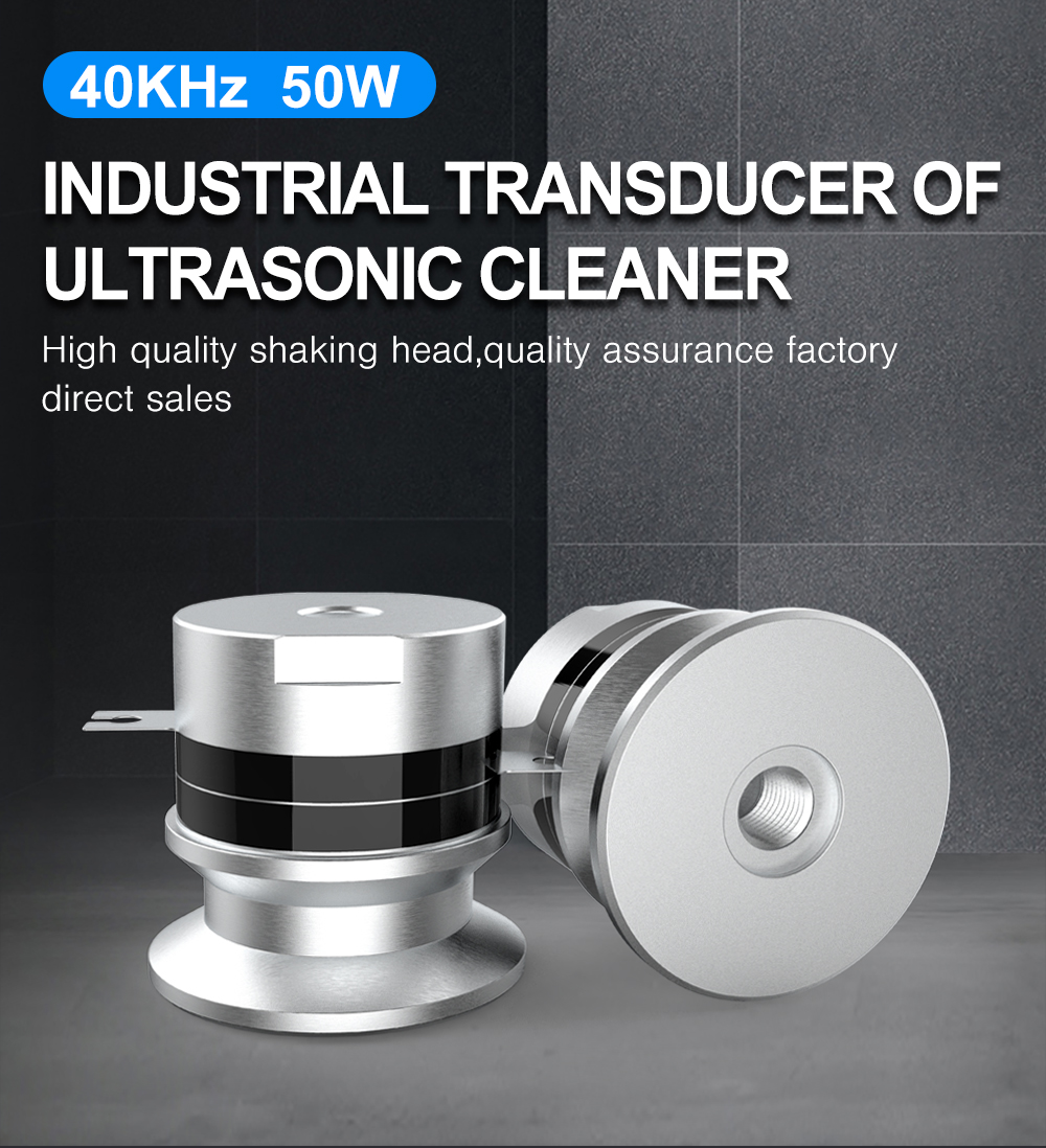 GB-3540-4SHX 40kHz 50W industrial ultrasonic cleaning transducer front and base view