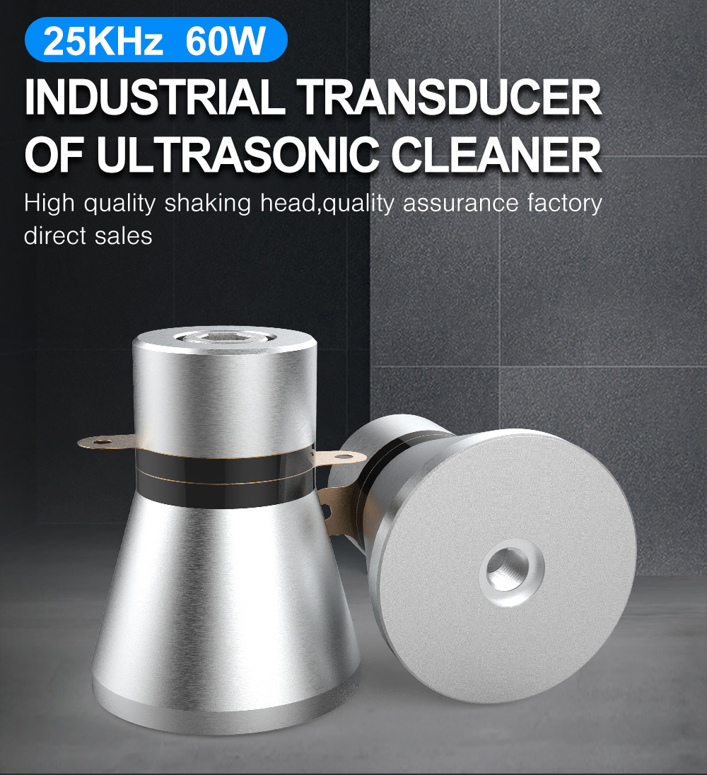 25kHz 60W horn-type industrial piezoelectric ultrasonic cleaning transducer