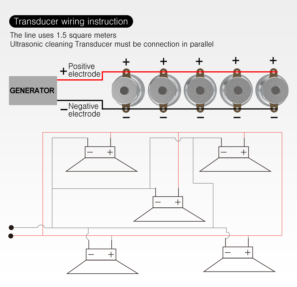 Transducer parallel wiring diagram and positive negative polarity guide