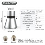 60W 25kHz Horn Type Industrial Ultrasonic Cleaning Transducer for Heavy Oil Rust Removal Degreasing Tanks and Immersible Packs - Image 4