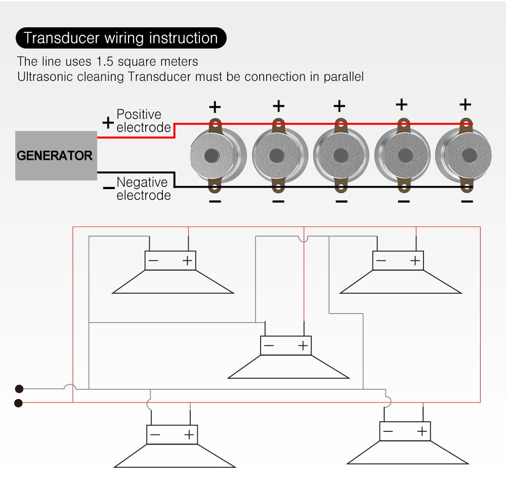 Ultrasonic cleaning transducer parallel wiring schematic diagram