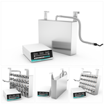 GK2435 1200W immersible ultrasonic transducer plate overview with main exterior view and three bottom thumbnails of internal 24 transducer array and side profile