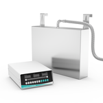 GK2435 1200W immersible ultrasonic transducer plate with digital generator, 500x350x100mm SUS304 hook-mount enclosure, and braided stainless steel conduit