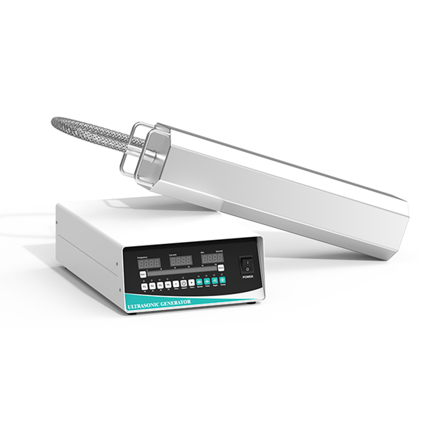 Granbo GHQ3690 Front panel of digital ultrasonic generator with horizontally placed 4-sided submersible ultrasonic probe