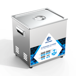 Granbo GL0810-4080100160 10L 40/80/100/160kHz Switchable Quad-Frequency Ultrasonic Cleaner Top elevated view showing compact stainless steel tank design