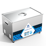 Granbo GL1622-4080120 22L 40/80/120kHz Switchable Triple-Frequency Ultrasonic Cleaner Top Elevated View Showing Compact Stainless Steel Tank Design
