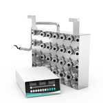 Internal structure of GK2435 immersible ultrasonic plate showing 24-piece transducer matrix, hook brackets, top conduit, and digital generator