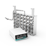 Internal structure of GK3042 immersible ultrasonic plate showing 30-piece transducer array with digital generator