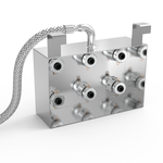 Internal view of GK0618 immersible ultrasonic plate showing 6-transducer array, SUS304 chassis, top mounting hooks, and flexible conduit
