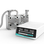 Perspective view of GK0618 immersible plate with exposed 6-transducer array positioned beside front digital ultrasonic generator