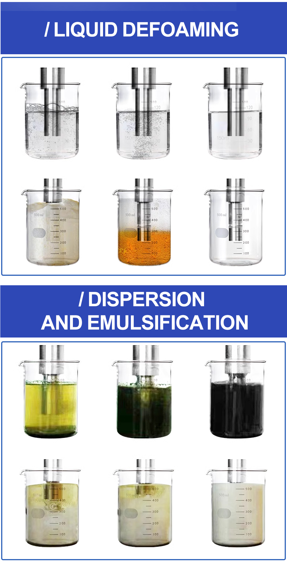 Ultrasonic immersion transducer rod for liquid defoaming dispersion and cleaning