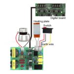Wiring diagram showing connections between ultrasonic driver board, transducer, heater, switch, and digital panel
