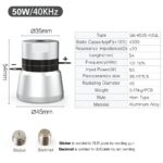 50W 40kHz horn-type ultrasonic transducer dimensions, electrical specifications, and mounting stud types