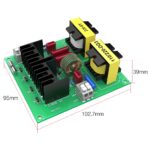 Dimensions diagram of 150W ultrasonic driver board measuring 102.7mm by 95mm by 39mm