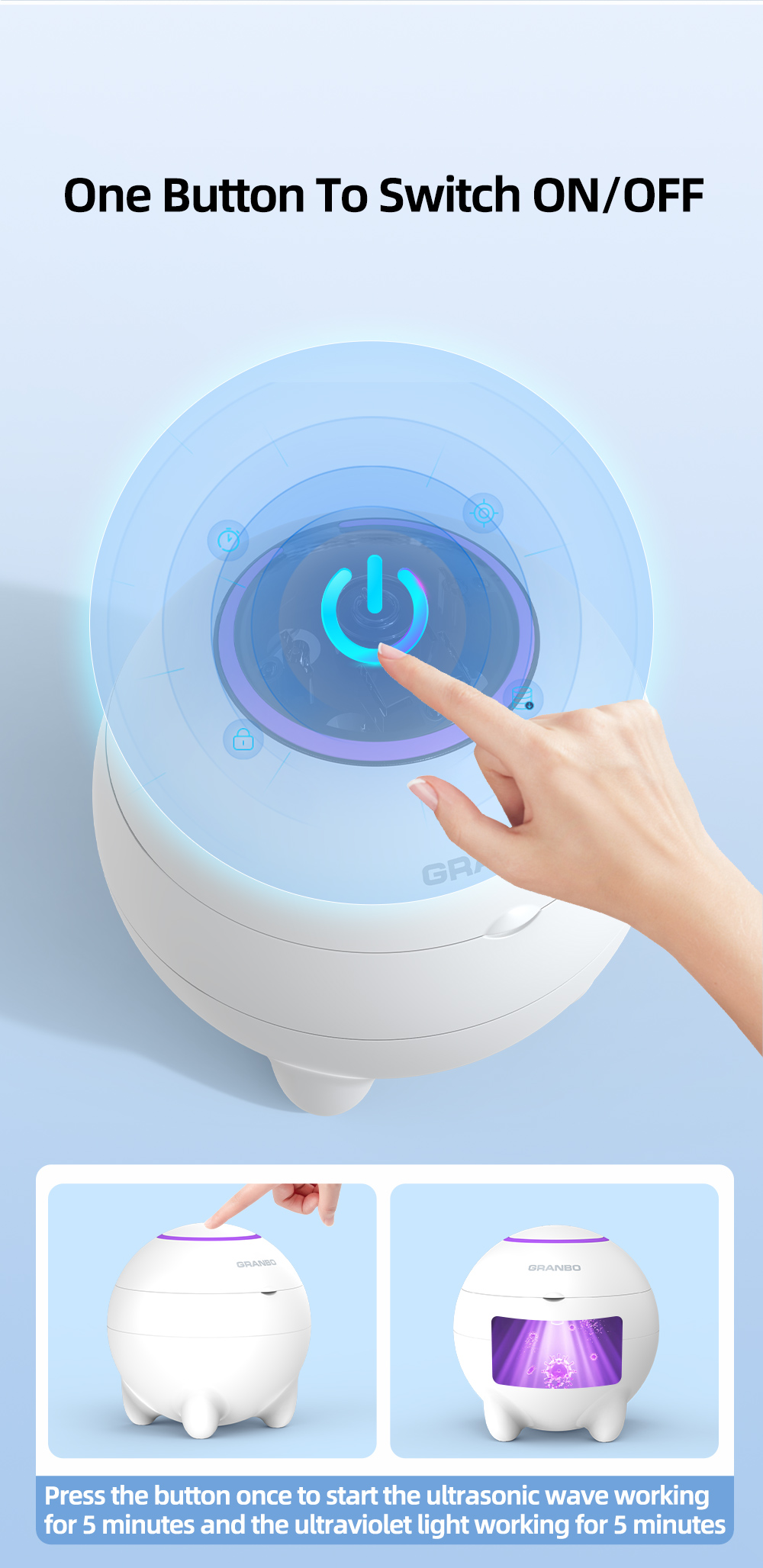 UV Ultrasonic Cleaner for Dental Appliances – 360° Deep Clean for Dentures, Jewelry & Household Items, 48kHz Frequency, 3 Modes