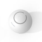 Top view of the spherical UV ultrasonic cleaner displaying the touch-control button and cycle indicator ring.