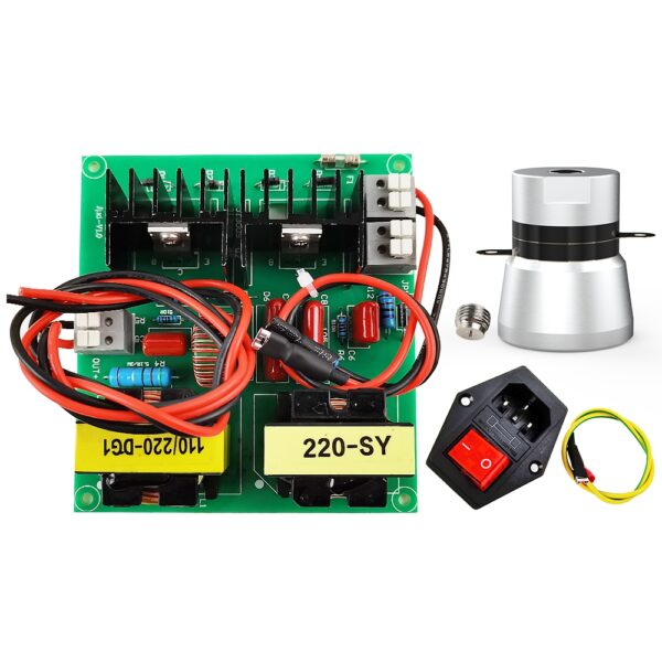 50W ultrasonic cleaner DIY kit components including circuit board horn transducer and power switch