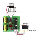 Wiring diagram connecting 50W driver board to single transducer power switch and earth wire
