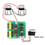 Wiring diagram connecting 100W circuit board to two 50W transducers power switch and ground wire