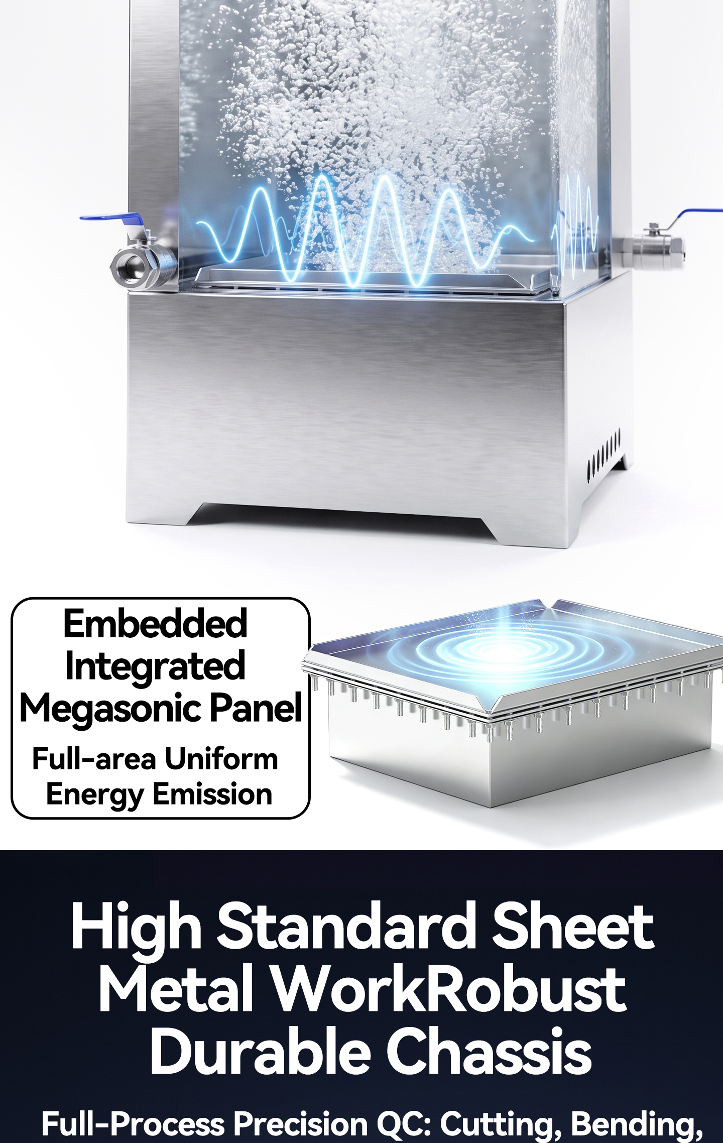 950 kHz Megasonic Cleaning System for 6-Inch Semiconductor Wafers (1200W)