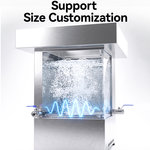 Transparent diagram of a custom-size Granbo megasonic cleaning tank illustrating acoustic wave propagation and bubble distribution in cleaning liquid