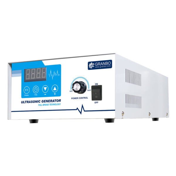 Front angle view of digital ultrasonic generator with power control knob and LED display